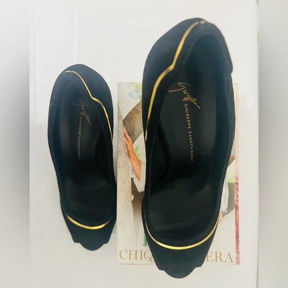 Giuseppe Zanotti Designer Womens Open Toe Pumps With Gold Accent Size US 10/IT40 - Picture 3 of 9
